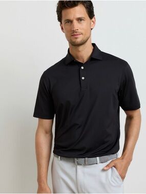 Black Solid Performance Jersey Polo Peter Millar Size S